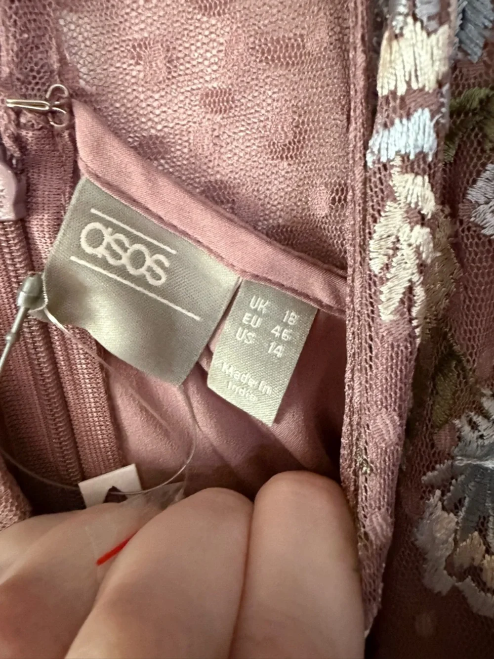 ASOS Dusty Mauve Lace Floral Dress - Picture 3 of 10